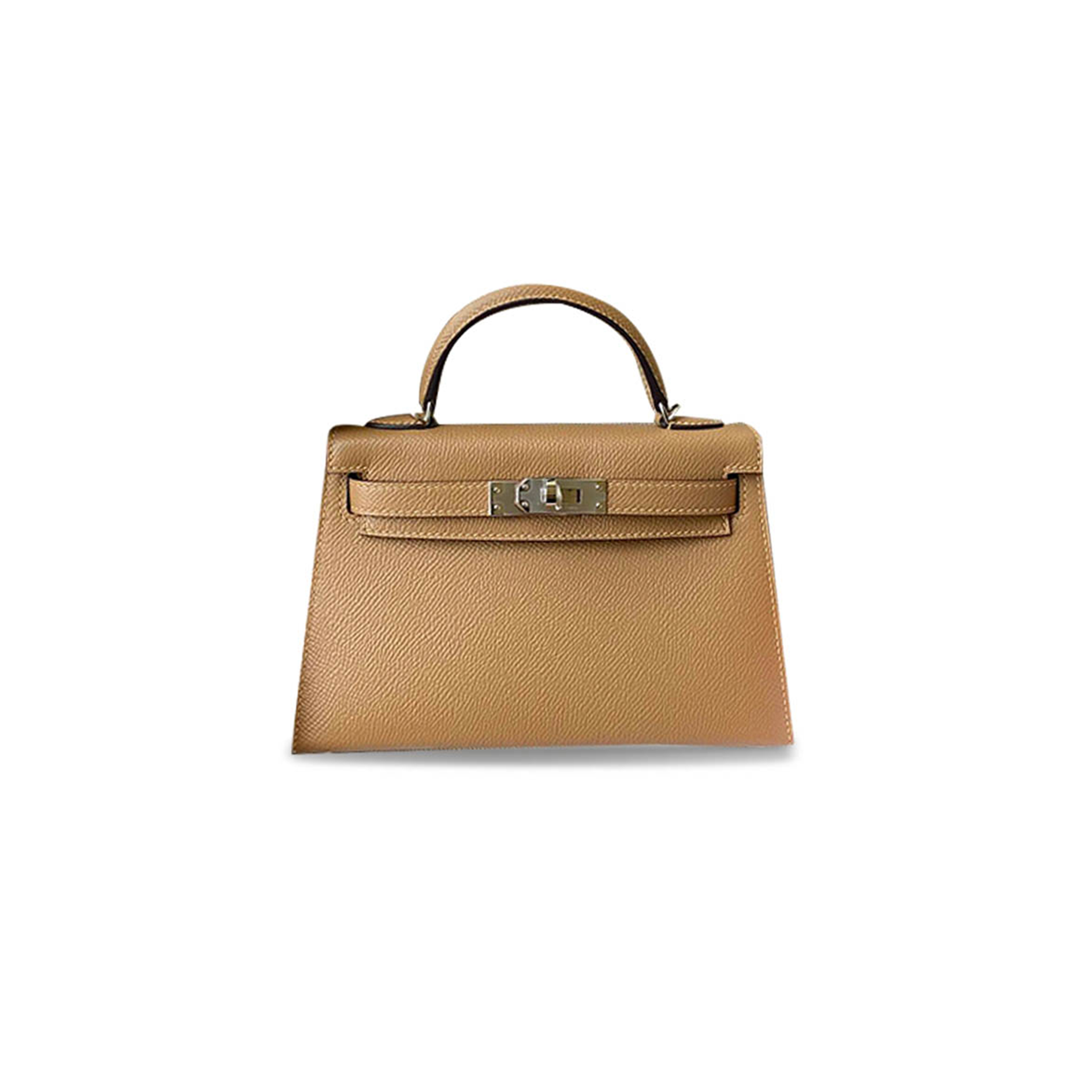 HERMÈS MASTER MINI KELLY II EPSOM MILK TEA SILVER BUCKLE (19*12*5.5cm)